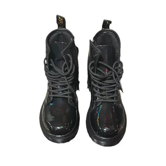 Dr. Martens 1460 Junior Rainbow Patent Boots UK 12 US 13 Kids Holographic - Picture 2 of 5
